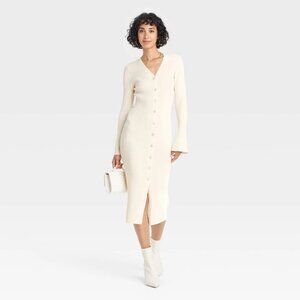 Women's Bell Long Sleeve Midi Sweater Dress - A New Day